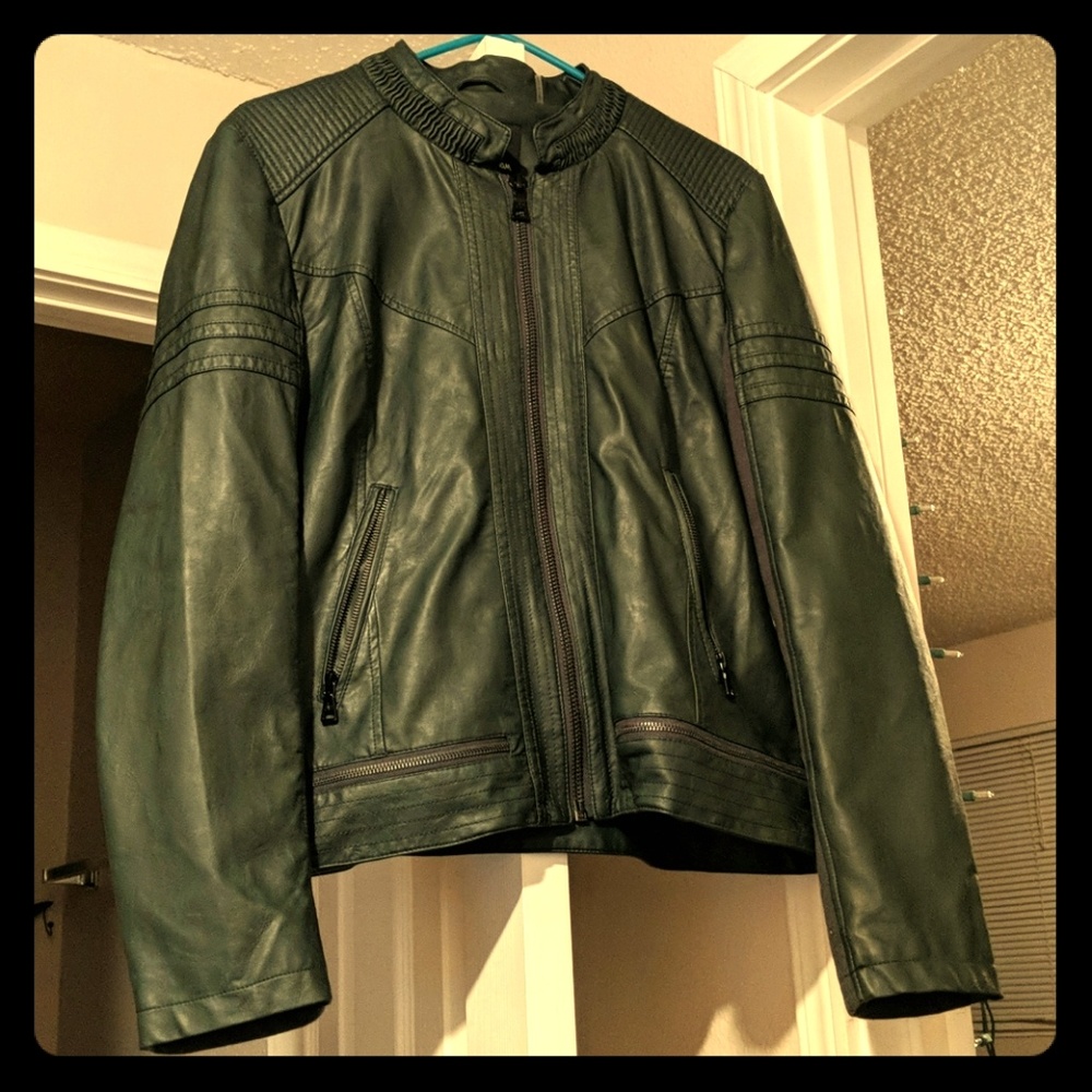 Sam Edelman--Dark green faux leather jacket!